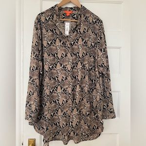 New! Joe Fresh snakeskin print loose button up shirt